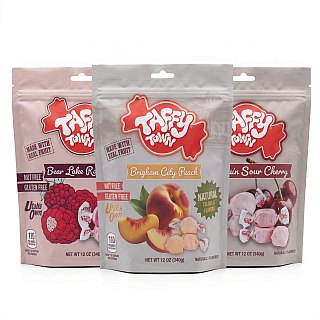 Taffy Town Limited Edition Utah Taffy 12 oz | Peach, Sour Cherry & Raspberry | Real Fruit | Soft Whipped Chew - Specialty Snack by Taffy Town