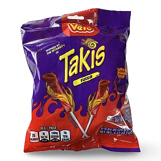 Takis Fuego Chamoy Lollipops with Chili Pepper Powder, 3 Bags - Specialty Snack by Slush Puppie