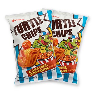 Turtle Chips Korean 4-Layer Crispy Snack Chips, 2 Pack | Caramel Popcorn - Specialty Snack by Turtle Chips