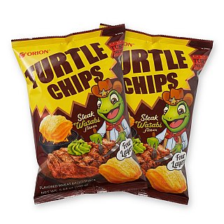 Turtle Chips Korean 4-Layer Crispy Snack Chips, 2 Pack | Steak Wasabi - Specialty Snack by Turtle Chips