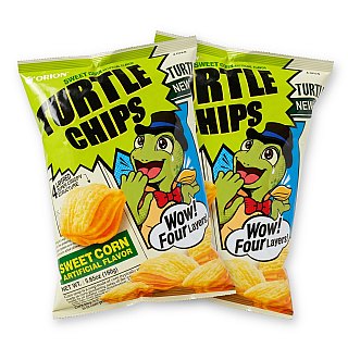 Turtle Chips Korean 4-Layer Crispy Snack Chips, 2 Pack | Sweet Corn - Specialty Snack by Turtle Chips