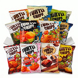 Turtle Chips Korean 4-Layer Crispy Snack Chips Variety Pack 11 Flavors, Imported Korean Snack Assortment - Specialty Snack by Turtle Chips