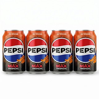 U.K. Imported Limited Edition Flavored Sodas | 4 Cans Per Order | Pepsi Zero Sugar Max Tropical - Specialty Snack by Fanta