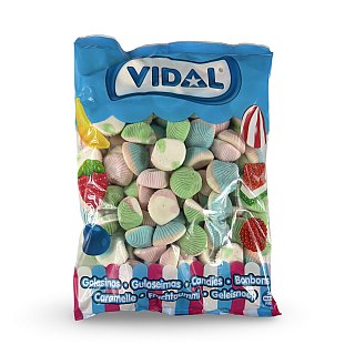 Vidal Imported 1 Kg Bags (2.2 Lbs) Swedish Scandinavian Candy | Foam Seashells - Specialty Snack by Vidal
