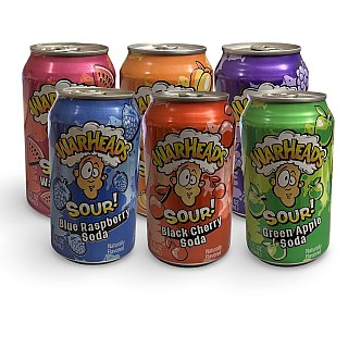 Warheads Flavored Soda Drinks, 6 Cans Per Order | 6 Flavor Variety - Specialty Snack by Warheads