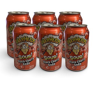 Warheads Flavored Soda Drinks, 6 Cans Per Order | Black Cherry - Specialty Snack by Warheads