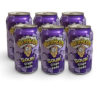 Warheads Flavored Soda Drinks, 6 Cans Per Order | Grape - Specialty Snack by Warheads