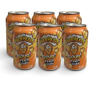Warheads Flavored Soda Drinks, 6 Cans Per Order | Peach - Specialty Snack by Warheads