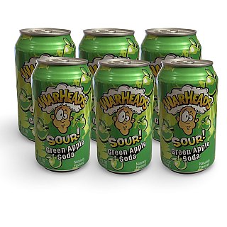 Warheads Flavored Soda Drinks, 6 Cans Per Order | Sour Apple - Specialty Snack by Warheads