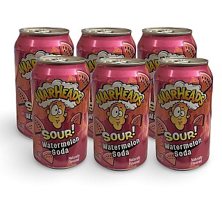 Warheads Flavored Soda Drinks, 6 Cans Per Order | Watermelon - Specialty Snack by Warheads