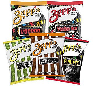 ZAPP'S Potato Chips Variety Pack | Evil Eye, Voodoo, Voodoo Heat, Mesquite BBQ, Cajun Dill Gatortator, 2.5 oz Hungry Sized Bags | 5-Pack - Specialty Snack by Zapps Potato Chips