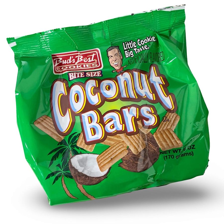 2x Bud's Best Bite Size Coconut Bars Cookies, 6 Oz Bags - Specialty Snack by Bud's Best