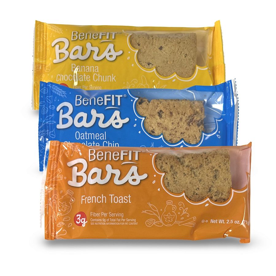 3 Flavor Benefit Bar Variety Featuring Banana Chocolate Chunk, Oatmeal Chocolate Chip and French Toast - Specialty Snack by Readi-Bake