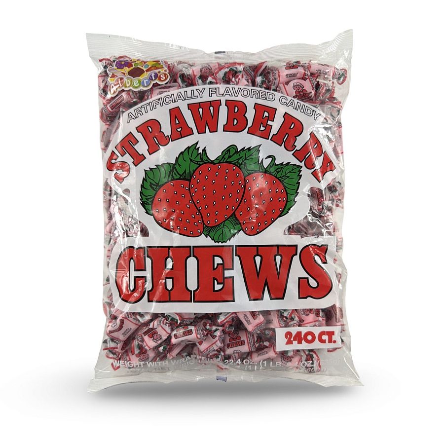 Albert's Fruit Chews – Classic Chewy Candy 240 Ct Bag | Individually Wrapped, Strawberry - Specialty Snack by Albert's