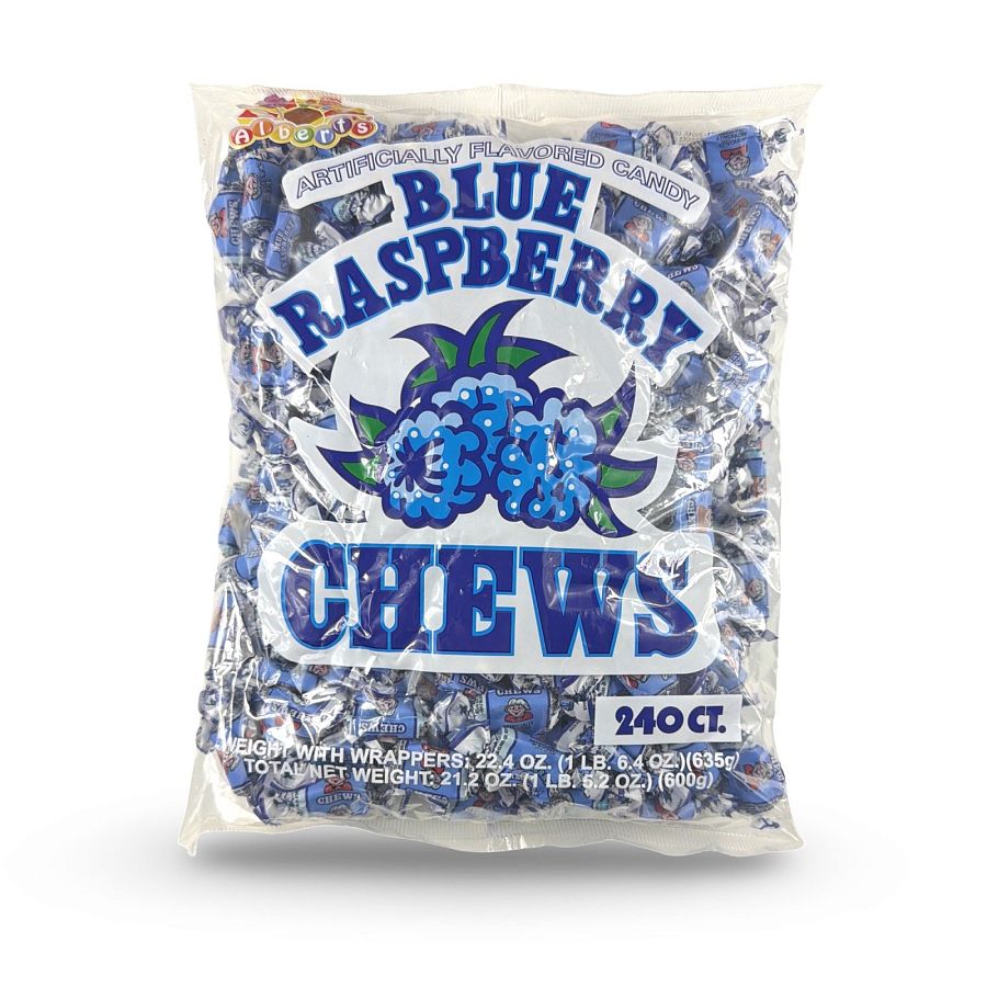 Albert's Fruit Chews – Classic Chewy Candy 240 Ct Bag | Individually Wrapped, Blue Raspberry - Specialty Snack by Albert's