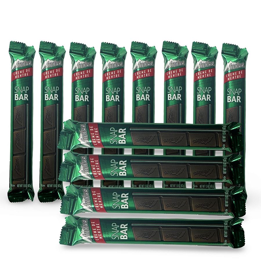 Andes Creme de Menthe Smooth Mint Chocolates Full Size Snap Bar, 12 Bars - Specialty Snack by Andes Candies