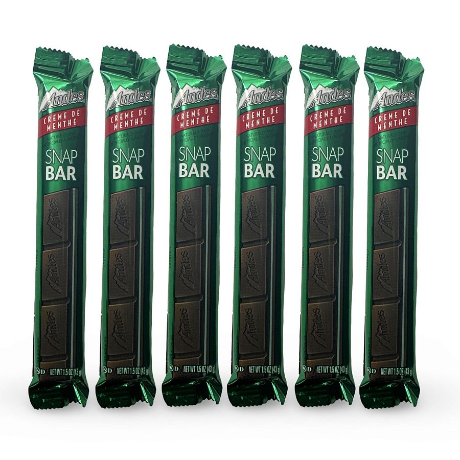 Andes Creme de Menthe Smooth Mint Chocolates Full Size Snap Bar, 6 Bars - Specialty Snack by Andes Candies