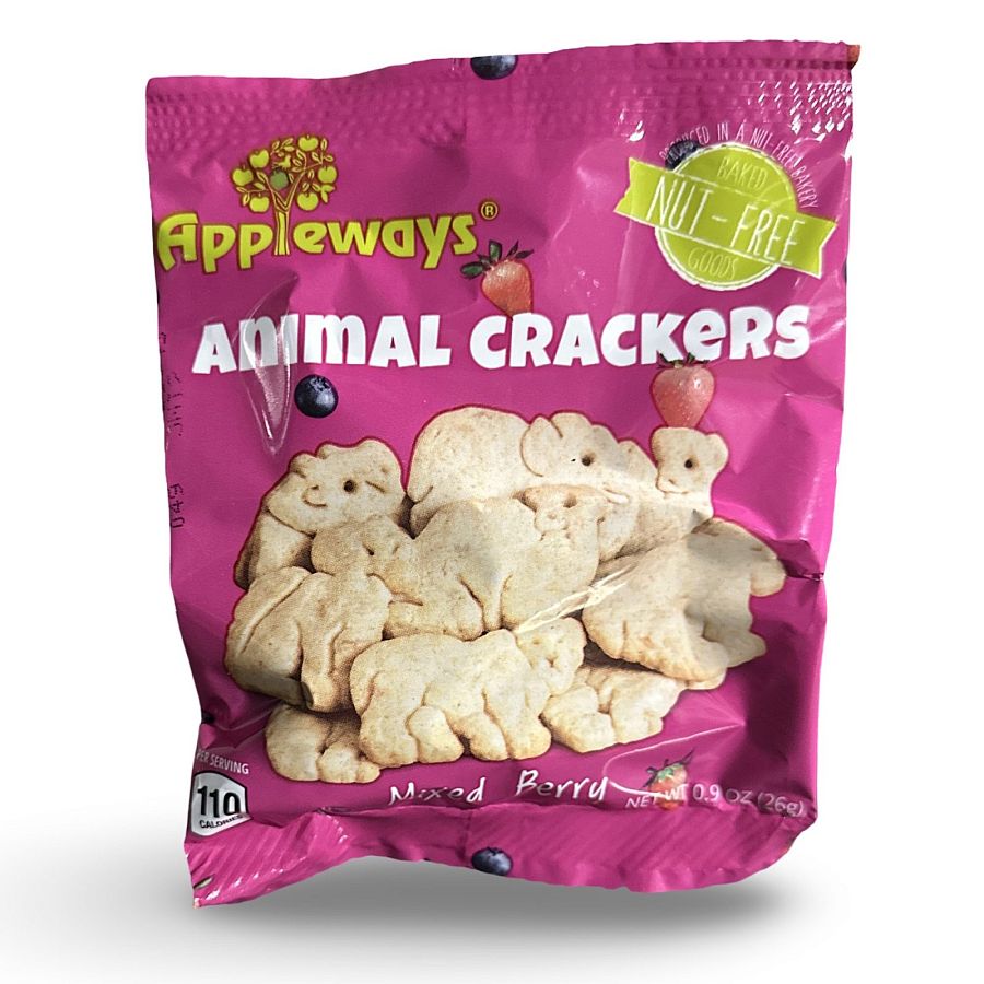 Appleways Mixed Berry Animal Crackers, Smart Snack and School Approved, 24 Bags - Specialty Snack by Appleways