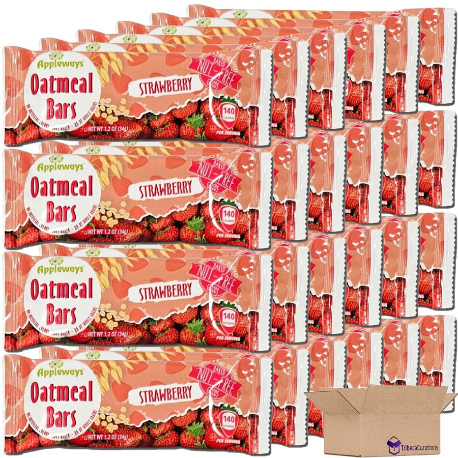 Appleways Strawberry Oatmeal Bar School Snacks | 1.2 Ounce | Pack of 24 - Specialty Snack by Appleways