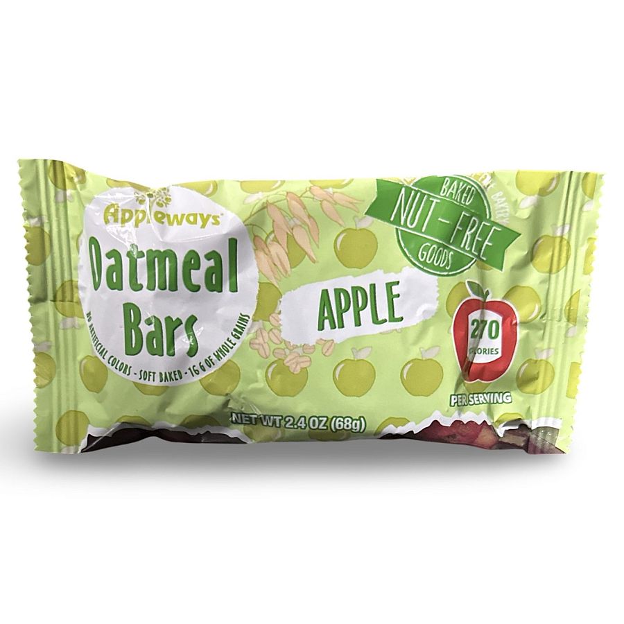Appleways Whole Grain Apple Oatmeal Bar | 2.4 Oz | Pack of 12 - Specialty Snack by Appleways