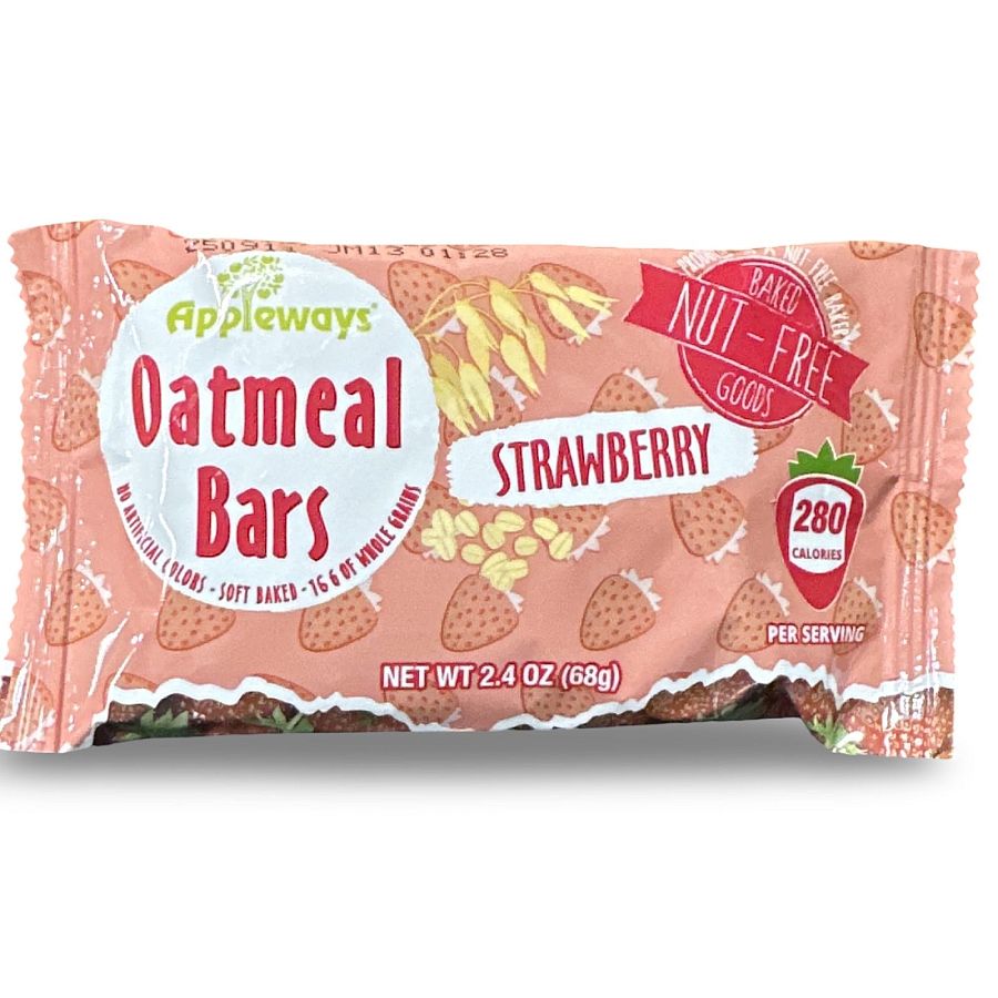 Appleways Whole Grain Strawberry Oatmeal Bar | 2.4 Oz | Pack of 12 - Specialty Snack by Appleways