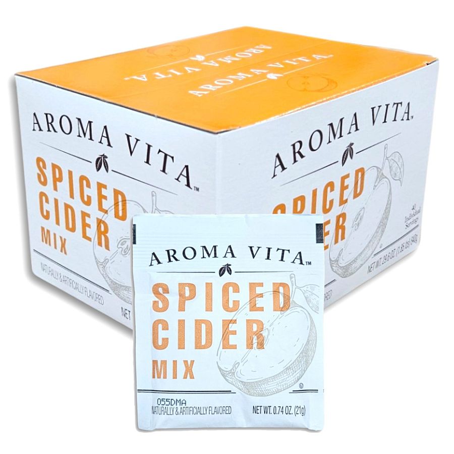 Aroma Vita Spiced Cider Mix Packets Value Pack, 0.74 oz Single Serve Packets, Box of 40 - Specialty Snack by Aroma