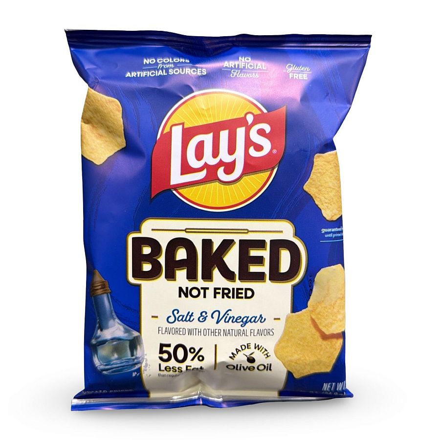 Baked Lay's Salt & Vinegar Baked Potato Chips .88 Oz, 15 Pack - Specialty Snack by Frito-Lay