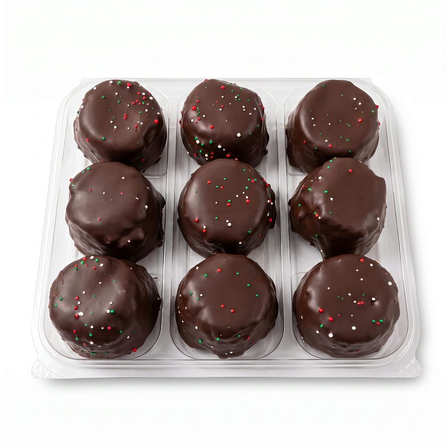 Bakery Cake Bites | 9 Pack Mini Cake Bites | Chocolate Peppermint - Specialty Snack by Carlotta's Bakery