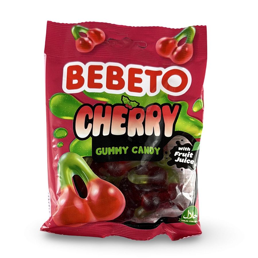 Bebeto Gummy  Cherry Gummy Candy, Halal Certified, 2.8 Oz (Case of 12) - Specialty Snack by Bebeto