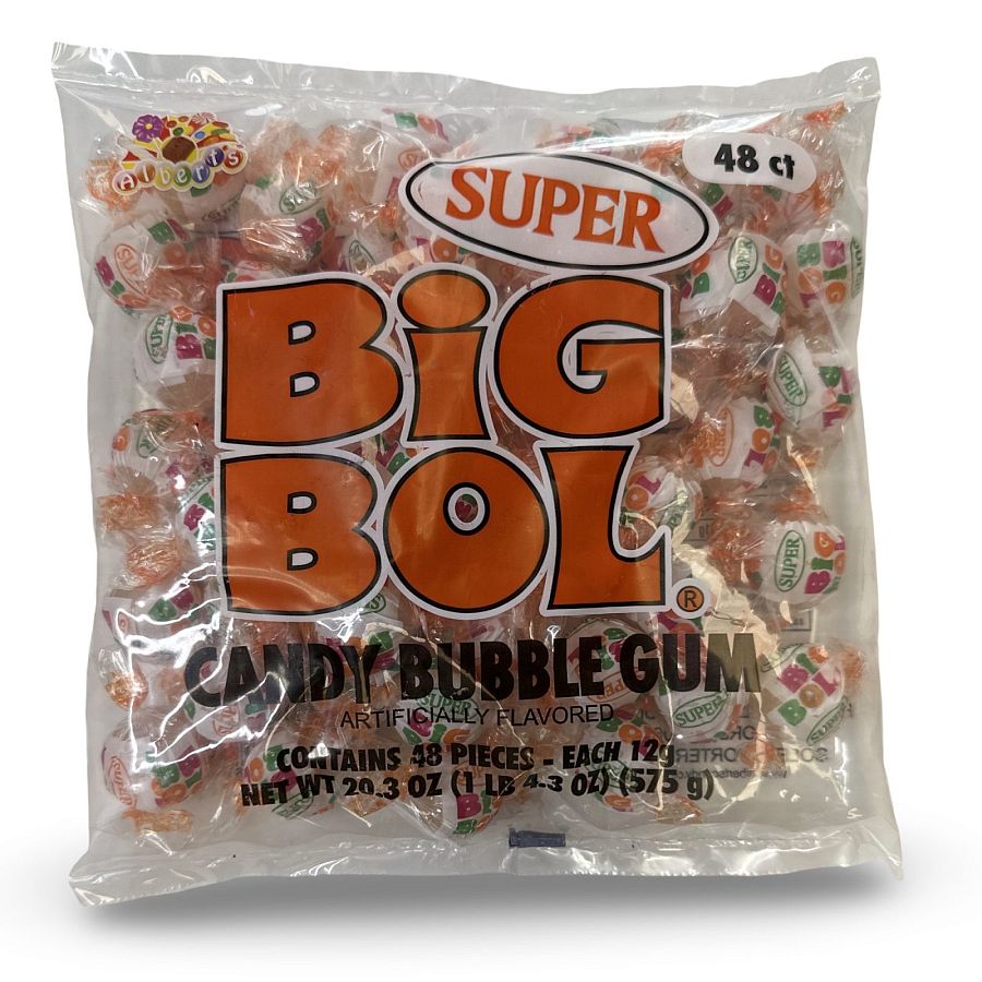 Big Bol Chewy Classic Candy Bubble Gum, Over 1.25 lbs. , 48 Count Bag - Specialty Snack by Albert's