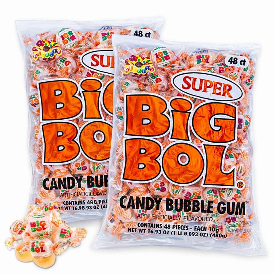 Big Bol Chewy Classic Bubble Gum 96 Pieces, 2 Pack of 48 Count Bags Nostalgic Candy - Specialty Snack by Albert's