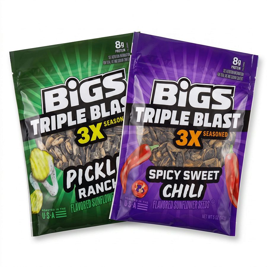 BIGS Triple Blast 3X Seasoned Sunflower Seeds 4 Pack | Pickle Ranch & Spicy Sweet Chili | 5 oz Bags - Specialty Snack by BIGS