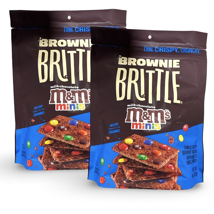 Brownie Brittle M&M Brownie Chocolate | 2 Full-Size Bags of Crunchy Thin Brownie Cookie Brittle - Specialty Snack by Sheila G's