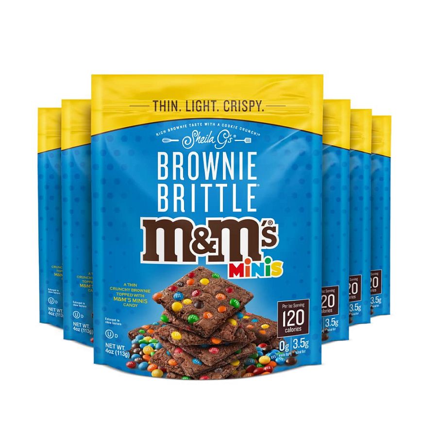 Brownie Brittle Sheila G's M&M Sweet Chocolate Crispy Snack-Rich Brownie Taste with a Cookie Crunch- 4 Oz Bag,(Pack of 6) - Specialty Snack by Sheila G's