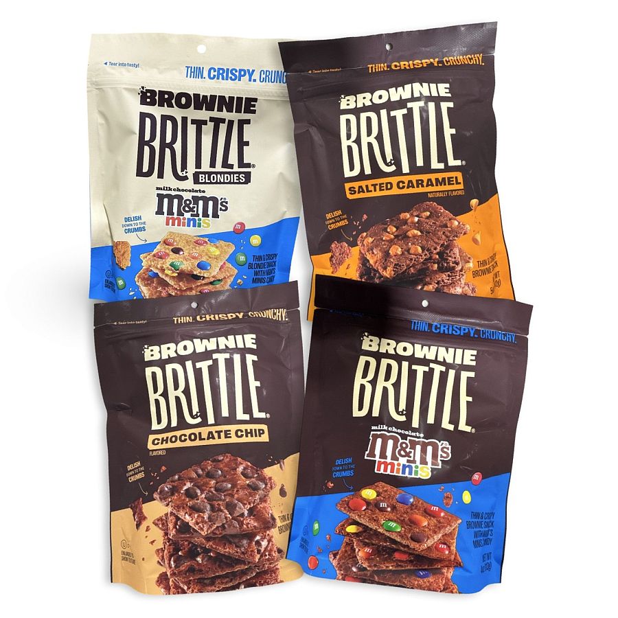 Brownie Brittle Variety Pack. 4 Flavors: Chocolate Chip, Blondie M&M, Salted Caramel and M&M - Specialty Snack by Sheila G's