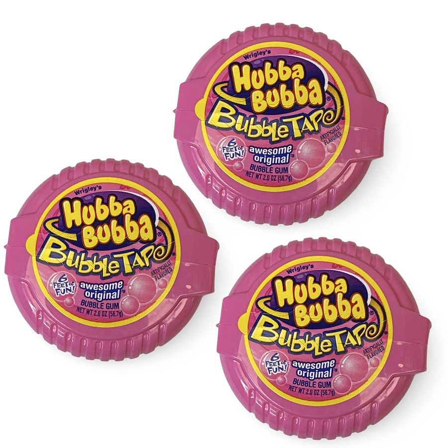 Bubble Tape Nostalgic Bubble Gum Candy, 3 Rolls - Specialty Snack by Hubba Bubba