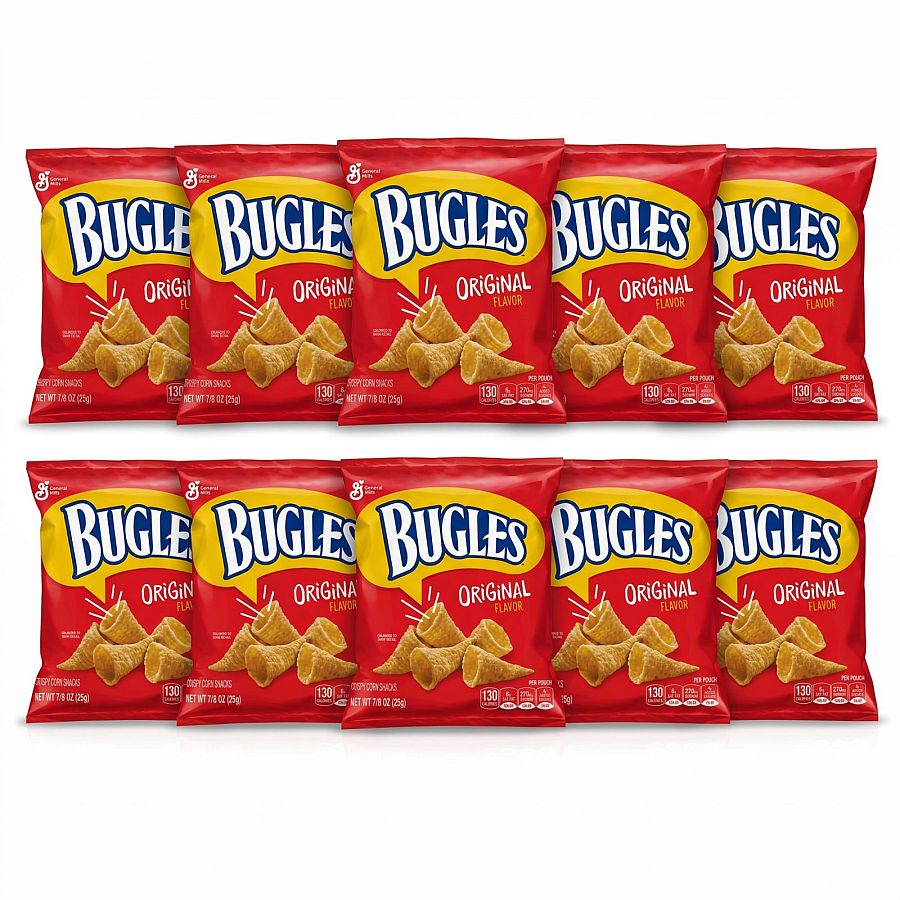 Bugles Original Corn Snacks 10 Pack, 0.88 oz Individual Bags Crispy Crunchy Snack Packs - Specialty Snack by Bugles