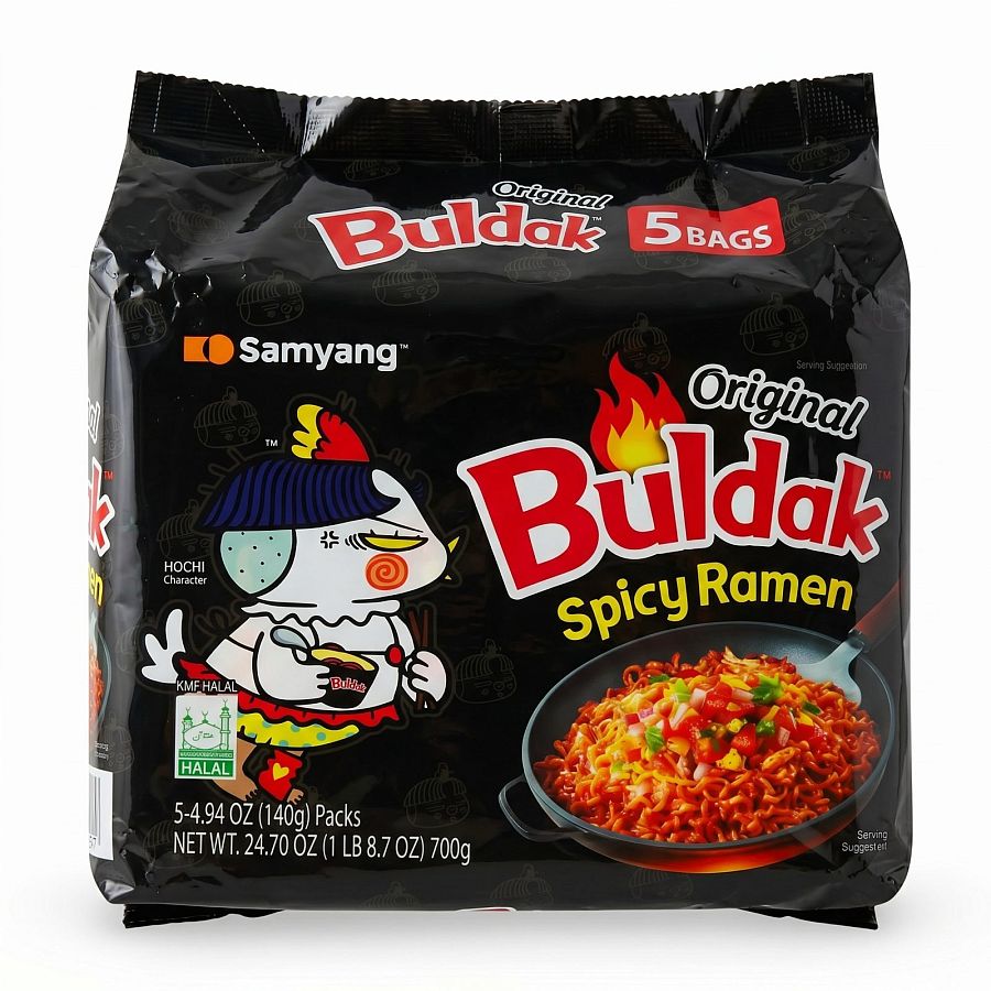 Buldak Spicy Chicken Ramen Korean Instant Noodles, 5 Pack | Original - Specialty Snack by Buldak