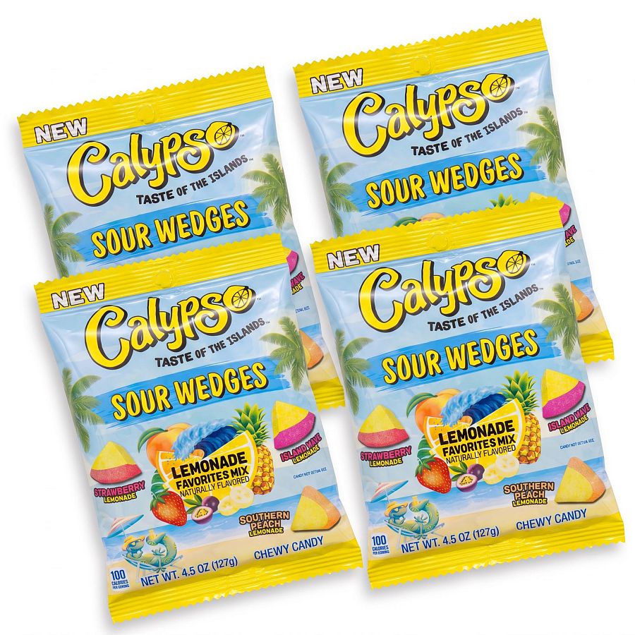 Calypso Sour Wedges Chewy Candy, 4 Pack, Lemonade Favorites Mix - Specialty Snack by Calypso