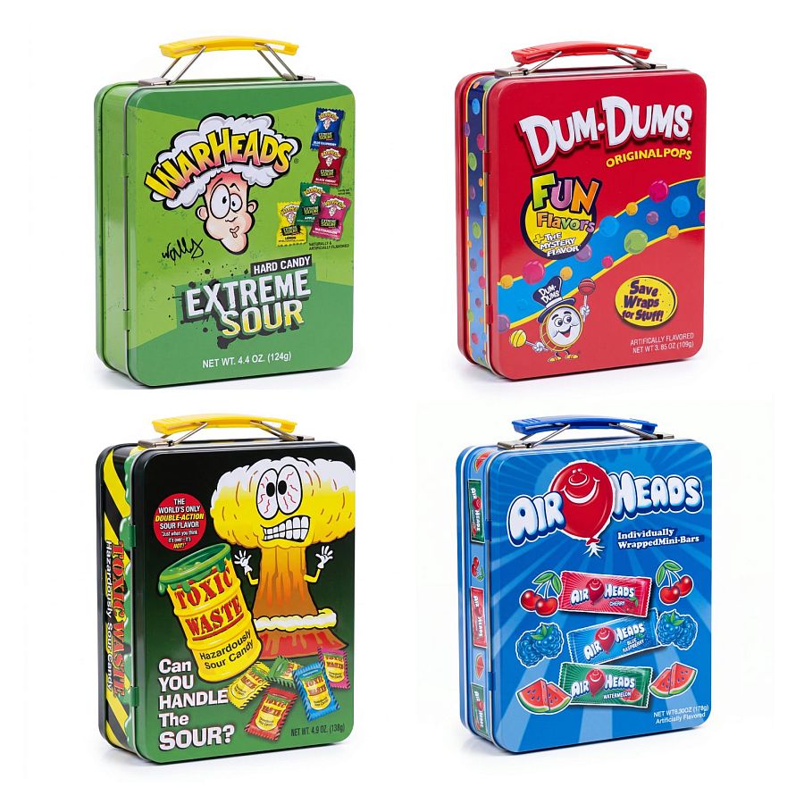 Candy Metal Lunch Boxes | Collectible Candy Tin Filled With Your Favorite Candy | Airheads, Warheads, Toxic Waste & More - Specialty Snack by Airheads