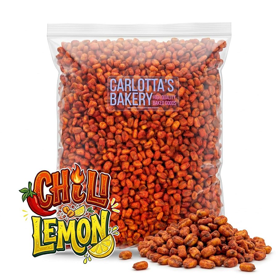 Carlotta's Bakery Chili Lemon Crunchy Corn Snacks, 5 LB Bulk Bag | Non GMO Corn, Kosher Roasted Corn Snack - Specialty Snack by Carlotta's Bakery