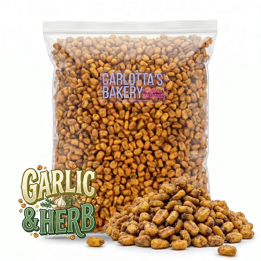 Carlotta's Bakery Garlic & Herb Crunchy Corn Snacks, 5 LB Bulk Bag | Non GMO Corn, Kosher Roasted Corn Snack - Specialty Snack by Carlotta's Bakery
