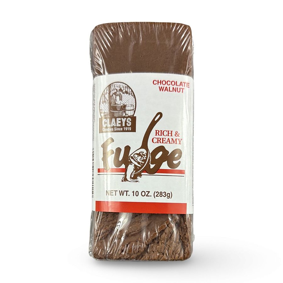 Claeys Rich & Creamy Fudge – Huge 10 oz Brick | Chocolate Walnut - Specialty Snack by Claeys
