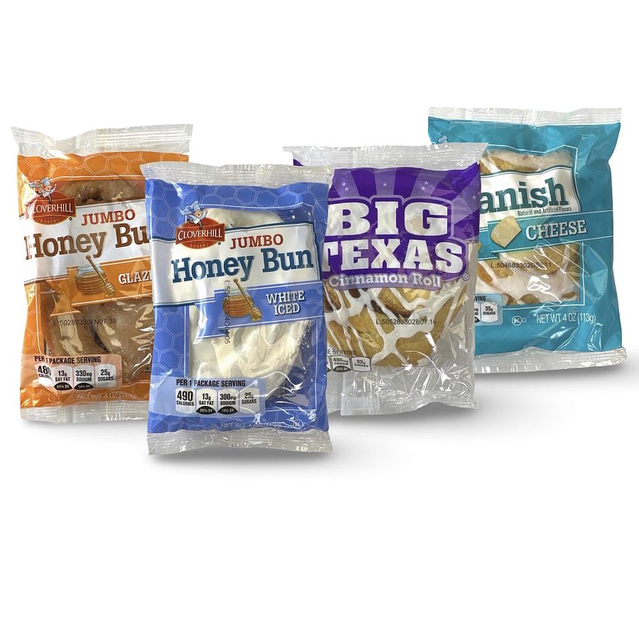 Cloverhill Bakery Danish & Honey Bun Variety Pack 16 Total Pastries, Texas Honey Buns, Cheese Danish & Iced Buns - Specialty Snack by Cloverhill Bakery