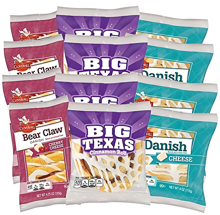 Cloverhill Ultimate Danish Variety: Cherry, Cheese, Big Texas | 12 Count - Specialty Snack by Cloverhill Bakery