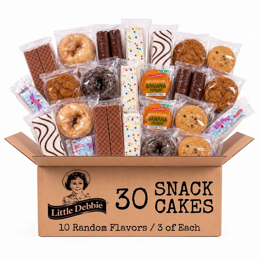 Comfort Care Boxes | Assorted Snack Cakes from Little Debbie, Hostess, Drake's & More | Little Debbie Nostalgia Box - 30 Cakes - Specialty Snack by Little Debbie