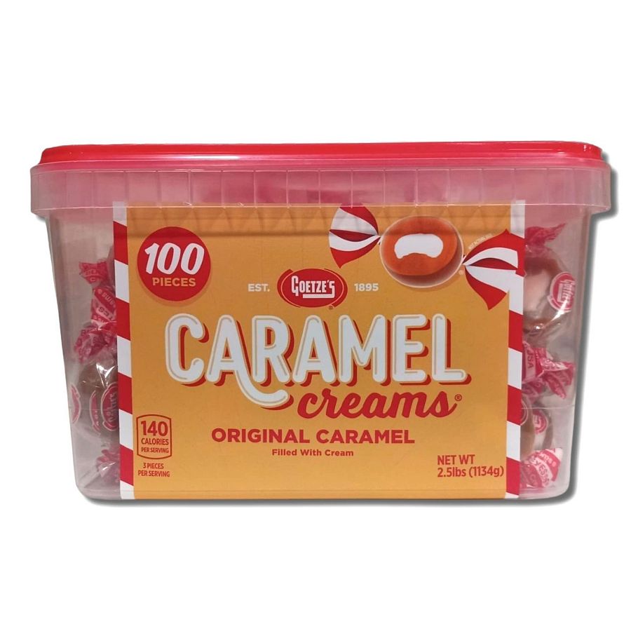 Goetze Candy Caramel Creams Square Tub 100 Pieces - Specialty Snack by Goetze's