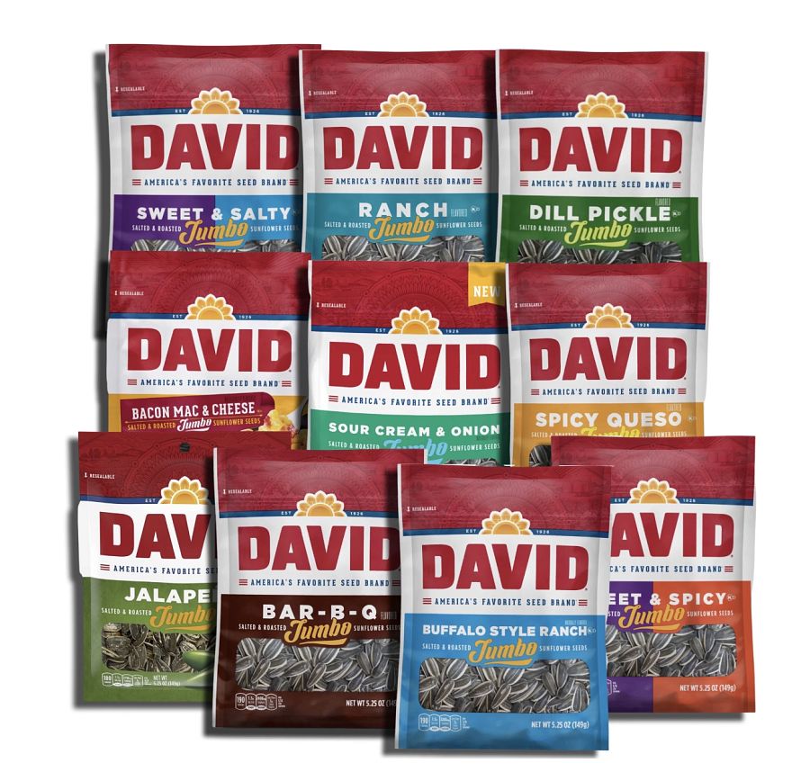 David Sunflower Seeds Variety Pack, 10 Bags May include BBQ, Dill Pickle, Ranch, Bacon Mac n Cheese, Buffalo Ranch, Sweet & Salty, Sweet & Spicy, Jalapeno, Sour Cream & Onion Or Spicy - Specialty Snack by DAVID