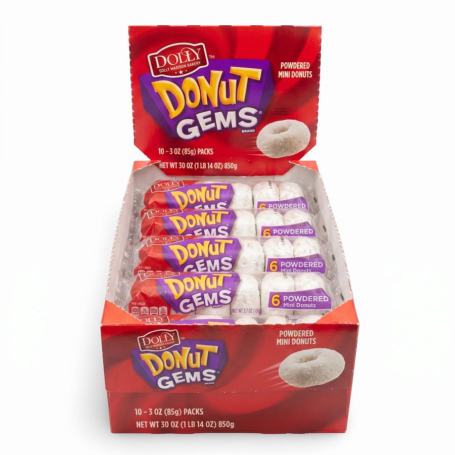 Dolly Madison Bakery Snacks | Donut Gems Powdered - Specialty Snack by Dolly Madison