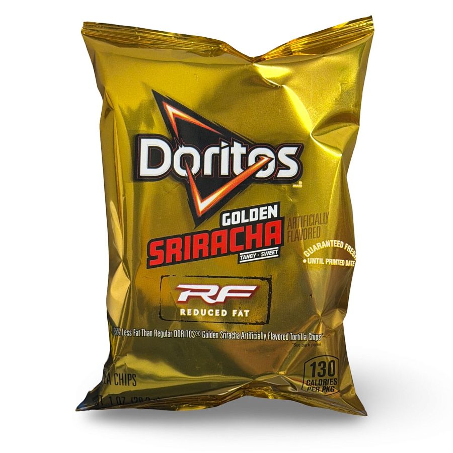 Doritos Golden Sriracha Reduced Fat Tortilla Chips – 1 oz Bags, 16 Count - Specialty Snack by Frito-Lay
